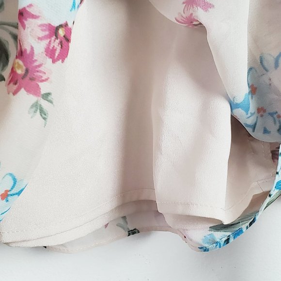 Yumi Kim Tie Me Over Dress, Pink Floral, Faux Wrap Skirt, Sz XS - Picture 10 of 13